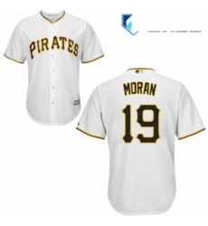 Mens Majestic Pittsburgh Pirates 19 Colin Moran Replica White Home Cool Base MLB Jersey 