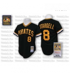 Mens Mitchell and Ness Pittsburgh Pirates 8 Willie Stargell Authentic Black Throwback MLB Jersey