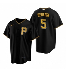 Mens Nike Pittsburgh Pirates 5 Guillermo Heredia Black Alternate Stitched Baseball Jersey