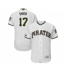 Mens Pittsburgh Pirates 17 JB Shuck White Alternate Authentic Collection Flex Base Baseball Jersey