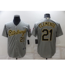 Men's Pittsburgh Pirates #21 Roberto Clemente Dark Grey Cool Base Stitched Jersey