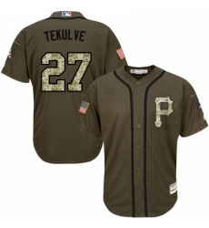 Youth Majestic Pittsburgh Pirates 27 Kent Tekulve Authentic Green Salute to Service MLB Jersey