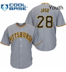 Youth Majestic Pittsburgh Pirates 28 John Jaso Authentic Grey Road Cool Base MLB Jersey