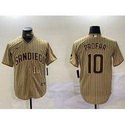 Men San Diego Padres 10 Jurickson Profar Tan Cool Base Stitched Baseball Jersey 1