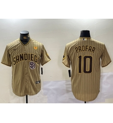 Men San Diego Padres 10 Jurickson Profar Tan Cool Base Stitched Baseball Jersey 2