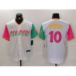 Men San Diego Padres 10 Jurickson Profar White City Connect Cool Base Stitched Baseball Jersey