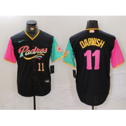 Men San Diego Padres 11 Yu Darvish Black City Connect Cool Base Stitched Baseball Jersey 3