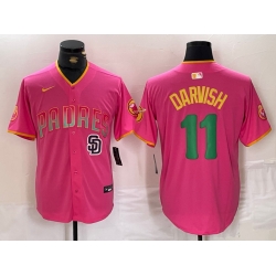 Men San Diego Padres 11 Yu Darvish Pink Cool Base Stitched Baseball Jersey 4