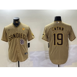 Men San Diego Padres  19 Tony Gwynn Tan Cool Base Stitched Baseball Jersey 6