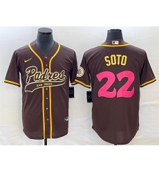 Men San Diego Padres 22 Juan Soto Brown Cool Base Stitched Baseball Jersey