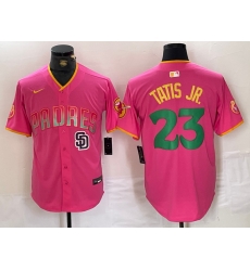 Men San Diego Padres 23 Fernando Tatis Jr  Pink Cool Base Stitched Baseball Jersey 3