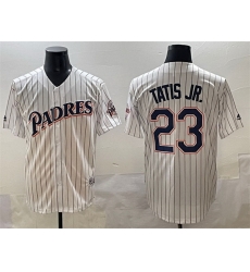 Men San Diego Padres 23 Fernando Tatis Jr  White Throwback With Patch Cool Base Stitched Jersey