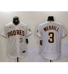 Men San Diego Padres 3 Jackson Merrill white Cool Base Stitched Baseball Jersey 011