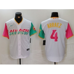 Men San Diego Padres 4 Luis Arraez White City Connect Cool Base Stitched Baseball Jersey