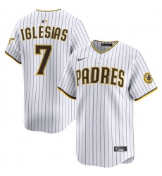 Men San Diego Padres 7 Jose Iglesias White 2024 Home Limited Stitched Baseball Jersey