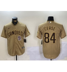 Men San Diego Padres 84 Dylan Cease Tan Cool Base Stitched Baseball Jersey 2