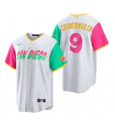 Men San Diego Padres 9 Jake Cronenworth 2022 White City Connect Cool Base Stitched Jersey