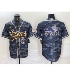 Men San Diego Padres Blank Gray Camo Cool Base Stitched Baseball Jersey 4