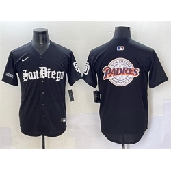Men San Diego Padres Team Big Logo Black Gothic Edition Vapor Limited Stitched Baseball Jersey 1
