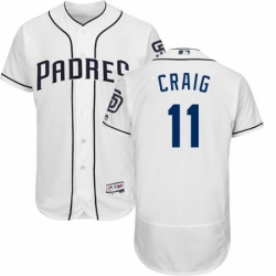 Mens Majestic San Diego Padres 11 Allen Craig White Home Flex Base Authentic Collection MLB Jersey