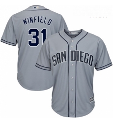 Mens Majestic San Diego Padres 31 Dave Winfield Authentic Grey Road Cool Base MLB Jersey