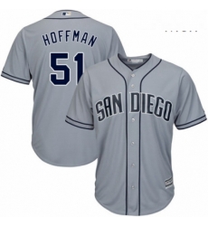 Mens Majestic San Diego Padres 51 Trevor Hoffman Authentic Grey Road Cool Base MLB Jersey 