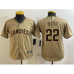 Women San Diego Padres 22 Juan Soto Brown Cool Base Stitched Baseball Jersey