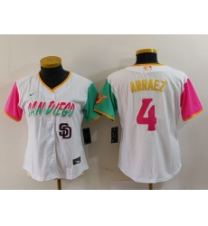 Women San Diego Padres 4 Luis Arraez White City Connect Stitched Baseball Jersey_2