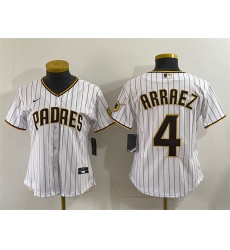 Women San Diego Padres 4 Luis Arraez White Stitched Baseball Jersey Women San Diego Padres 4 Luis Arraez White Stitched Baseball Jersey