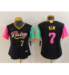 Women San Diego Padres 7 Ha Seong Kim Black City Connect Stitched Baseball Jersey 1