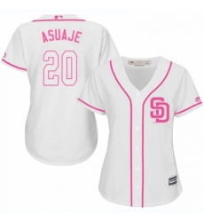 Womens Majestic San Diego Padres 20 Carlos Asuaje Replica White Fashion Cool Base MLB Jersey 