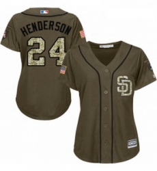 Womens Majestic San Diego Padres 24 Rickey Henderson Authentic Green Salute to Service Cool Base MLB Jersey