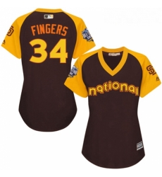 Womens Majestic San Diego Padres 34 Rollie Fingers Authentic Brown 2016 All Star National League BP Cool Base Cool Base MLB Jersey