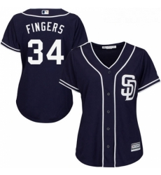 Womens Majestic San Diego Padres 34 Rollie Fingers Authentic Navy Blue Alternate 1 Cool Base MLB Jersey