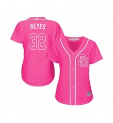 Womens San Diego Padres 32 Franmil Reyes Replica Pink Fashion Cool Base Baseball Jersey 