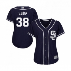 Womens San Diego Padres 38 Aaron Loup Replica Navy Blue Alternate 1 Cool Base Baseball Jersey 