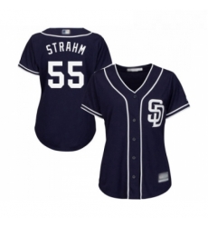 Womens San Diego Padres 55 Matt Strahm Replica Navy Blue Alternate 1 Cool Base Baseball Jersey 