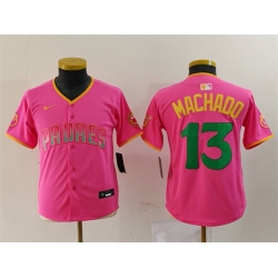 Youth San Diego Padres 13 Manny Machado Pink Stitched Baseball Jersey