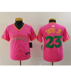 Youth San Diego Padres 23 Fernando Tatis Jr  Pink Stitched Baseball Jersey