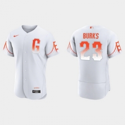 Men San Francisco Giants 23 Ellis Burks Men 2021 City Connect Authentic White Jersey