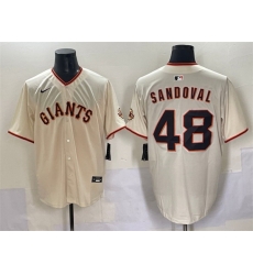 Men San Francisco Giants 48 Pablo Sandoval Cream 2024 Home Limited Stitched Baseball Jersey Men San Francisco Giants 48 Pablo Sandoval Cream 2024 Home Limited Stitched Baseball Jersey