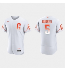 Men San Francisco Giants 5 Pat Burrell Men 2021 City Connect Authentic White Jersey