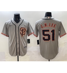 Men San Francisco Giants 51 Jung Hoo Lee Grey Cool Base Stitched Baseball Jersey