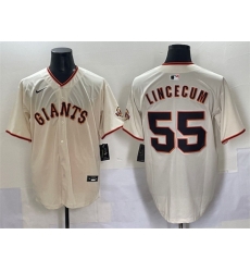 Men San Francisco Giants 55 Tim Lincecum Cream 2024 Home Limited Stitched Baseball Jersey