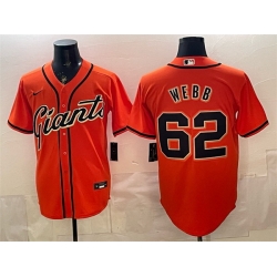 Men San Francisco Giants  62 Logan Webb Orange Cool Base Stitched Baseball Jersey