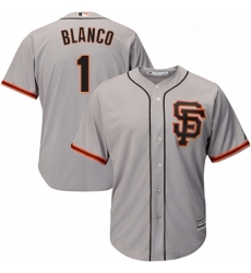 Youth Majestic San Francisco Giants 1 Gregor Blanco Replica Grey Road 2 Cool Base MLB Jersey 