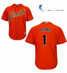 Youth Majestic San Francisco Giants 1 Gregor Blanco Replica Orange Alternate Cool Base MLB Jersey 