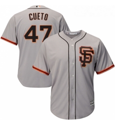 Youth Majestic San Francisco Giants 47 Johnny Cueto Authentic Grey Road 2 Cool Base MLB Jersey