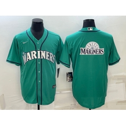 Men Seattle Mariners Aqua Team Big Logo Cool Base Stitched Jersey