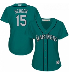 Womens Majestic Seattle Mariners 15 Kyle Seager Replica Teal Green Alternate Cool Base MLB Jersey